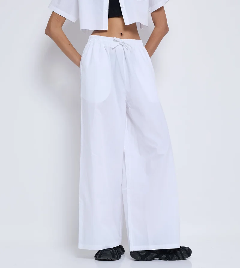 إف5 Women Poplin Pants - White